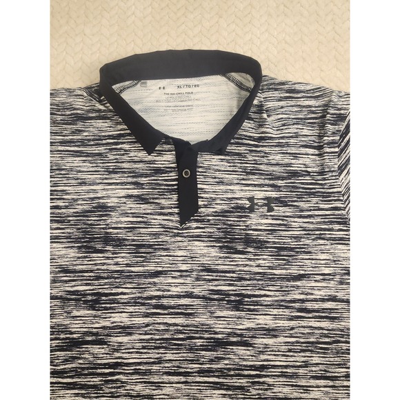 Under Armour XL Iso-Chill Polo Shirt Black White Athletic Golf Mens - Picture 5 of 9